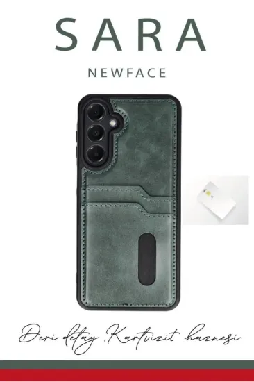 Newface Samsung Galaxy A06 Kılıf Sara Kartvizitli Deri Kılıf - Taba resmi