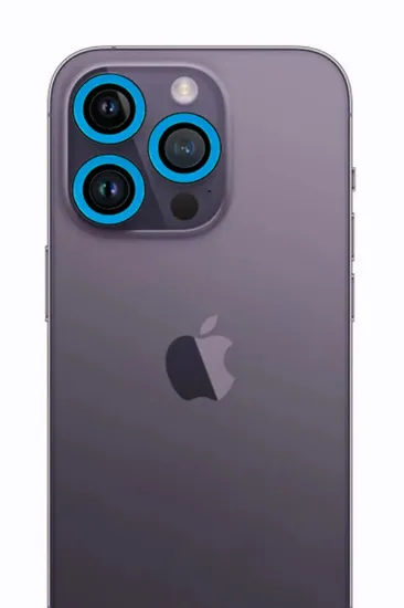 Newface iPhone 12 Pro Max Neon Fosforlu Kamera Lens - Mavi resmi
