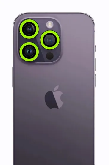Newface iPhone 12 Pro Max Neon Fosforlu Kamera Lens - Yeşil resmi