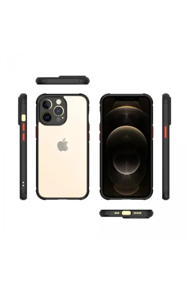 Newface iPhone 13 Pro Kılıf Miami Şeffaf Silikon - Siyah resmi