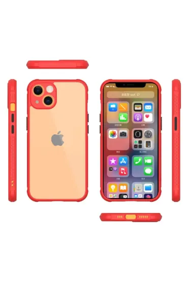 Newface iPhone 13 Mini Kılıf Miami Şeffaf Silikon - Kırmızı resmi