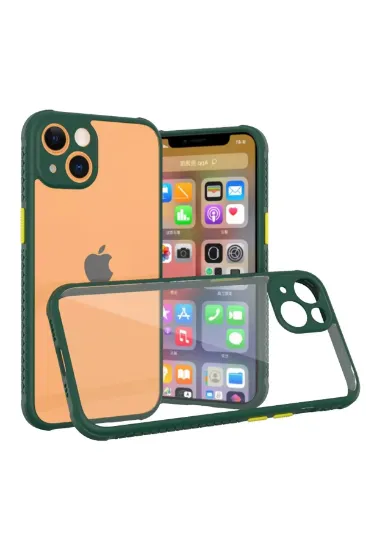 Newface iPhone 13 Mini Kılıf Miami Şeffaf Silikon - Koyu Yeşil resmi