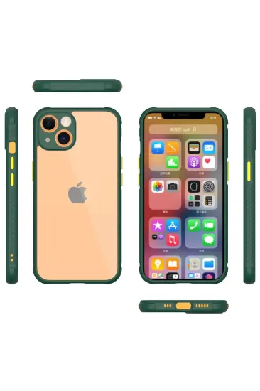 Newface iPhone 13 Mini Kılıf Miami Şeffaf Silikon - Koyu Yeşil resmi