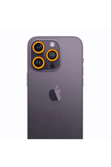 Newface iPhone 13 Pro Max Neon Fosforlu Kamera Lens - Sarı resmi