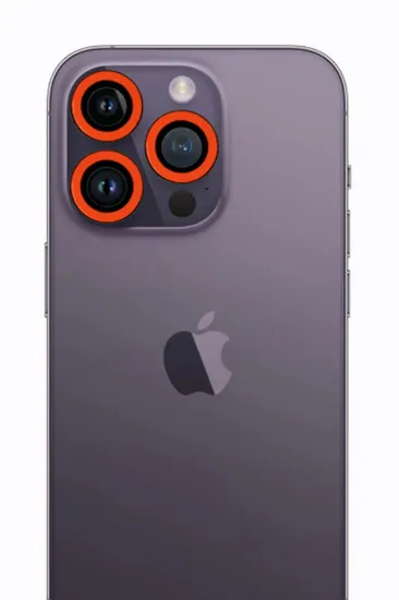 Newface iPhone 13 Pro Max Neon Fosforlu Kamera Lens - Turuncu resmi