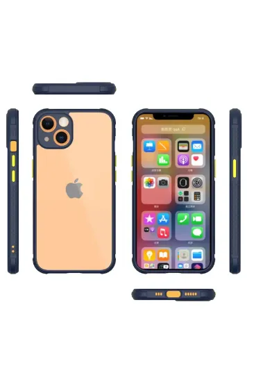 Newface iPhone 13 Mini Kılıf Miami Şeffaf Silikon - Lacivert resmi