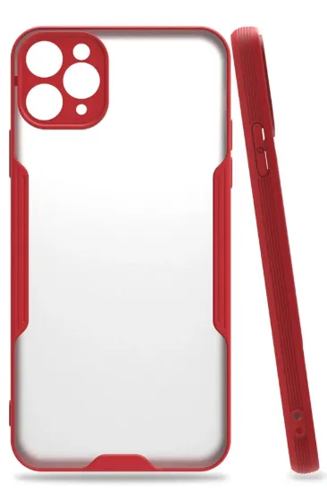 Newface iPhone 11 Pro Max Kılıf Platin Silikon - Kırmızı resmi