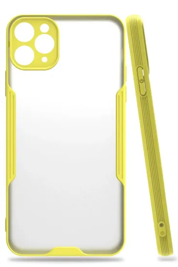 Newface iPhone 11 Pro Max Kılıf Platin Silikon - Sarı resmi