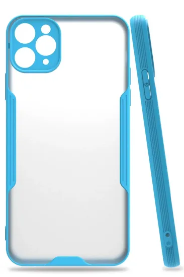 Newface iPhone 11 Pro Max Kılıf Platin Silikon - Mavi resmi