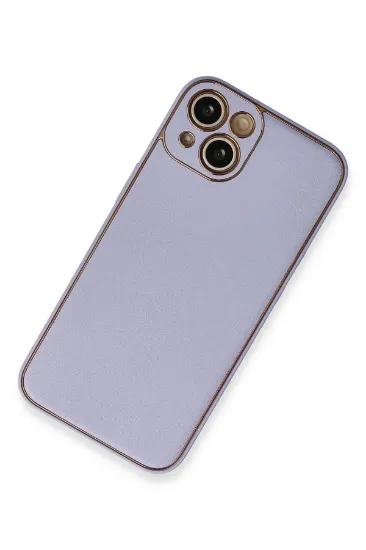 Newface iPhone 13 Kılıf Coco Deri Silikon Kapak - Açık Lila resmi