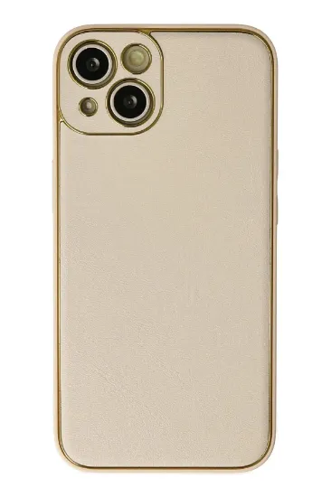 Newface iPhone 13 Kılıf Coco Deri Silikon Kapak - Gold resmi