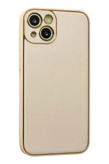 Newface iPhone 13 Kılıf Coco Deri Silikon Kapak - Gold resmi