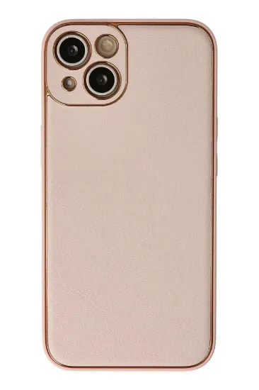 Newface iPhone 13 Kılıf Coco Deri Silikon Kapak - Pudra resmi