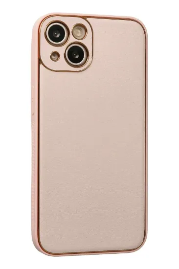 Newface iPhone 13 Kılıf Coco Deri Silikon Kapak - Pudra resmi