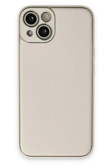 Newface iPhone 13 Kılıf Coco Deri Silikon Kapak - Beyaz resmi