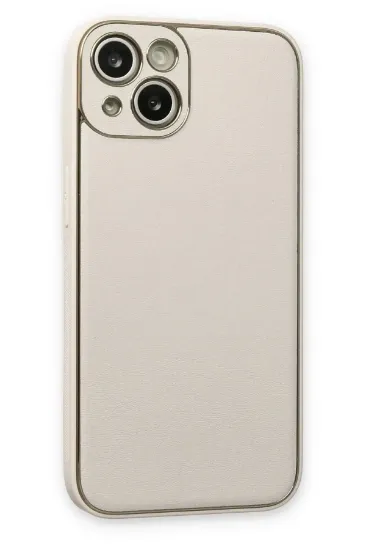 Newface iPhone 13 Kılıf Coco Deri Silikon Kapak - Beyaz resmi