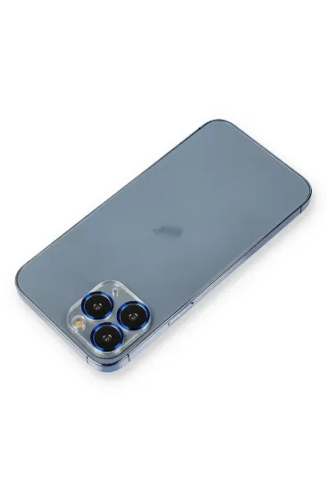 Newface iPhone 11 Pro Max Metal Kamera Lens Koruma Cam - Mavi resmi