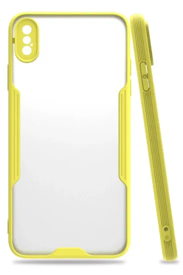 Newface iPhone XS Max Kılıf Platin Silikon - Sarı resmi