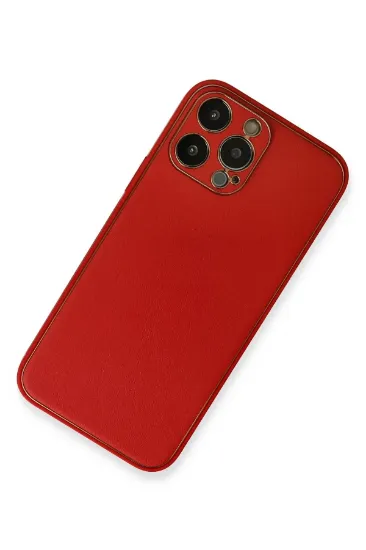 Newface iPhone 13 Pro Kılıf Coco Deri Silikon Kapak - Kırmızı resmi