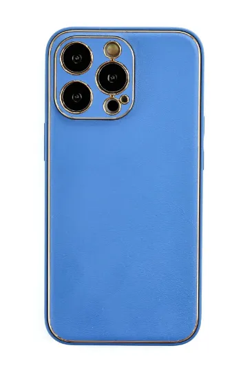 Newface iPhone 13 Pro Kılıf Coco Deri Silikon Kapak - Açık Mavi resmi