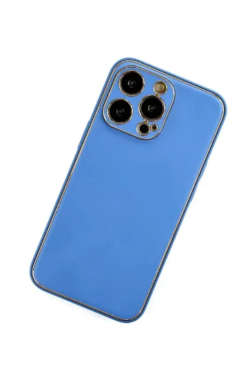 Newface iPhone 13 Pro Kılıf Coco Deri Silikon Kapak - Açık Mavi resmi