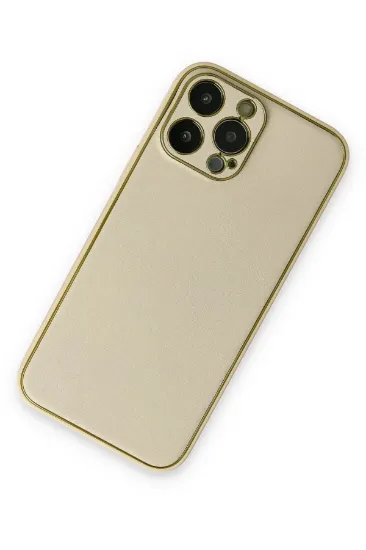 Newface iPhone 13 Pro Kılıf Coco Deri Silikon Kapak - Gold resmi