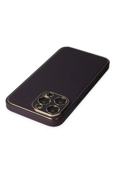 Newface iPhone 13 Pro Kılıf Coco Deri Silikon Kapak - Derin Mor resmi