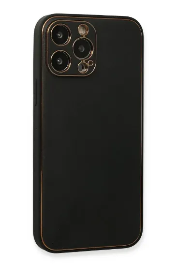 Newface iPhone 13 Pro Max Kılıf Coco Deri Silikon Kapak - Siyah resmi