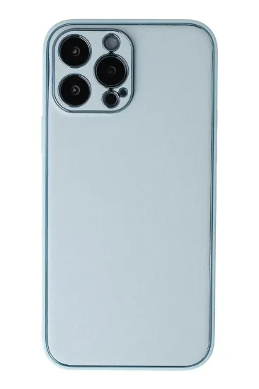 Newface iPhone 13 Pro Max Kılıf Coco Deri Silikon Kapak - Turkuaz resmi