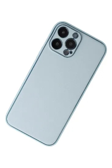 Newface iPhone 13 Pro Max Kılıf Coco Deri Silikon Kapak - Turkuaz resmi