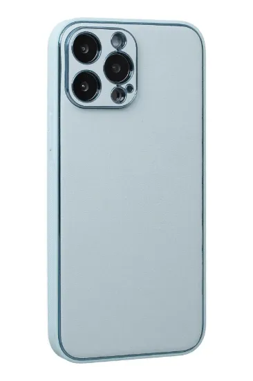 Newface iPhone 13 Pro Max Kılıf Coco Deri Silikon Kapak - Turkuaz resmi