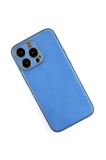 Newface iPhone 13 Pro Max Kılıf Coco Deri Silikon Kapak - Açık Mavi resmi
