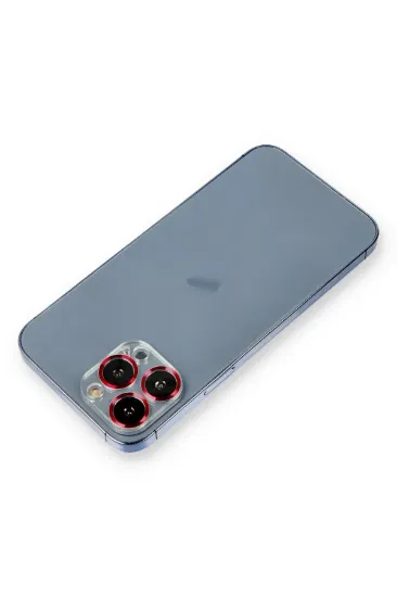 Newface iPhone 12 Pro Max Metal Kamera Lens Koruma Cam - Kırmızı resmi