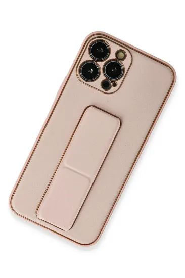 Newface iPhone 13 Pro Kılıf Coco Deri Standlı Kapak - Pembe resmi