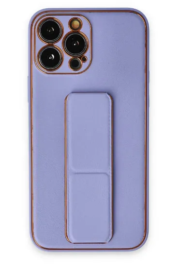 Newface iPhone 13 Pro Kılıf Coco Deri Standlı Kapak - Koyu Lila resmi