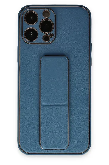 Newface iPhone 13 Pro Kılıf Coco Deri Standlı Kapak - Açık Mavi resmi