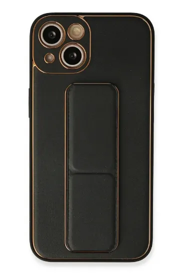 Newface iPhone 13 Kılıf Coco Deri Standlı Kapak - Siyah resmi