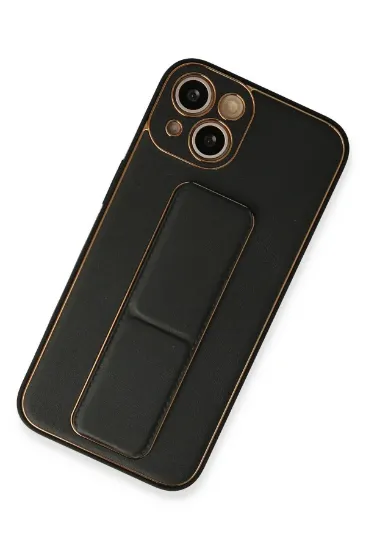 Newface iPhone 13 Kılıf Coco Deri Standlı Kapak - Siyah resmi
