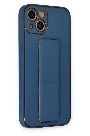 Newface iPhone 13 Kılıf Coco Deri Standlı Kapak - Açık Mavi resmi