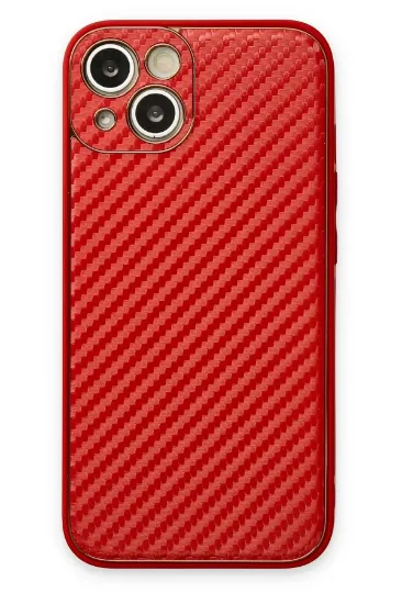 Newface iPhone 13 Kılıf Coco Karbon Silikon - Kırmızı resmi