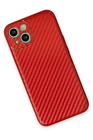 Newface iPhone 13 Kılıf Coco Karbon Silikon - Kırmızı resmi
