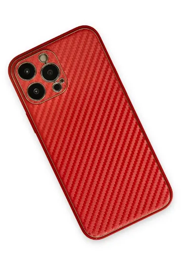 Newface iPhone 13 Pro Max Kılıf Coco Karbon Silikon - Kırmızı resmi