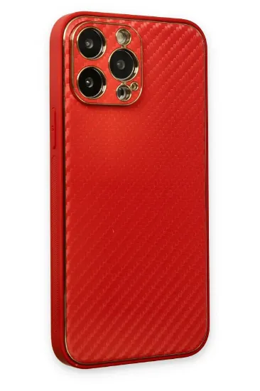 Newface iPhone 13 Pro Max Kılıf Coco Karbon Silikon - Kırmızı resmi