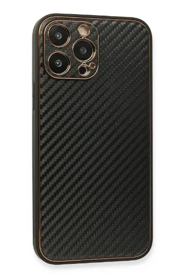 Newface iPhone 13 Pro Max Kılıf Coco Karbon Silikon - Siyah resmi