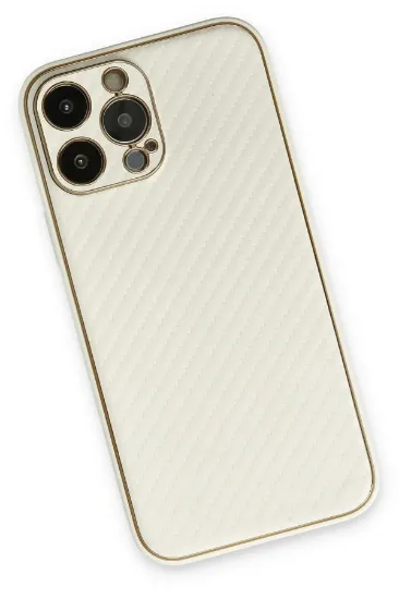 Newface iPhone 13 Pro Max Kılıf Coco Karbon Silikon - Beyaz resmi