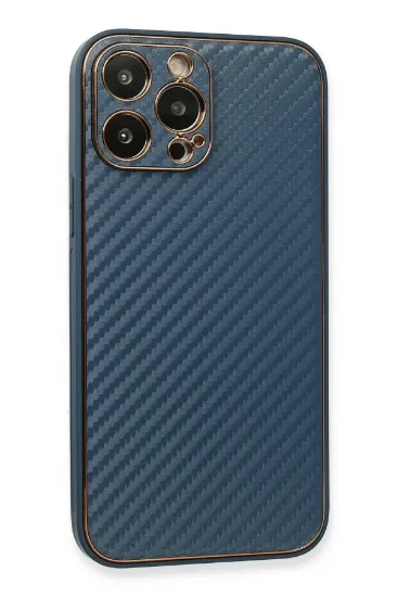 Newface iPhone 13 Pro Max Kılıf Coco Karbon Silikon - Mavi resmi