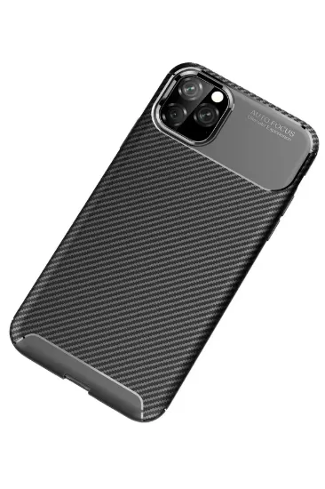 Newface iPhone 11 Pro Max Kılıf Auto Focus Karbon Kapak - Siyah resmi