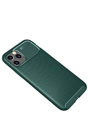 Newface iPhone 11 Pro Max Kılıf Auto Focus Karbon Kapak - Yeşil resmi