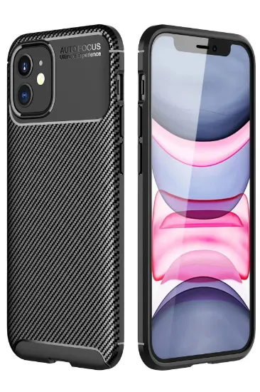 Newface iPhone 12 Mini Kılıf Auto Focus Karbon Kapak - Siyah resmi