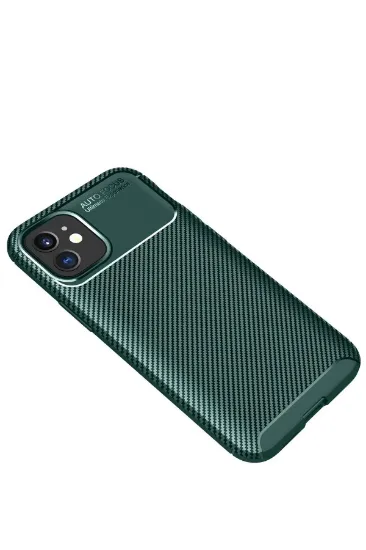 Newface iPhone 12 Mini Kılıf Auto Focus Karbon Kapak - Yeşil resmi